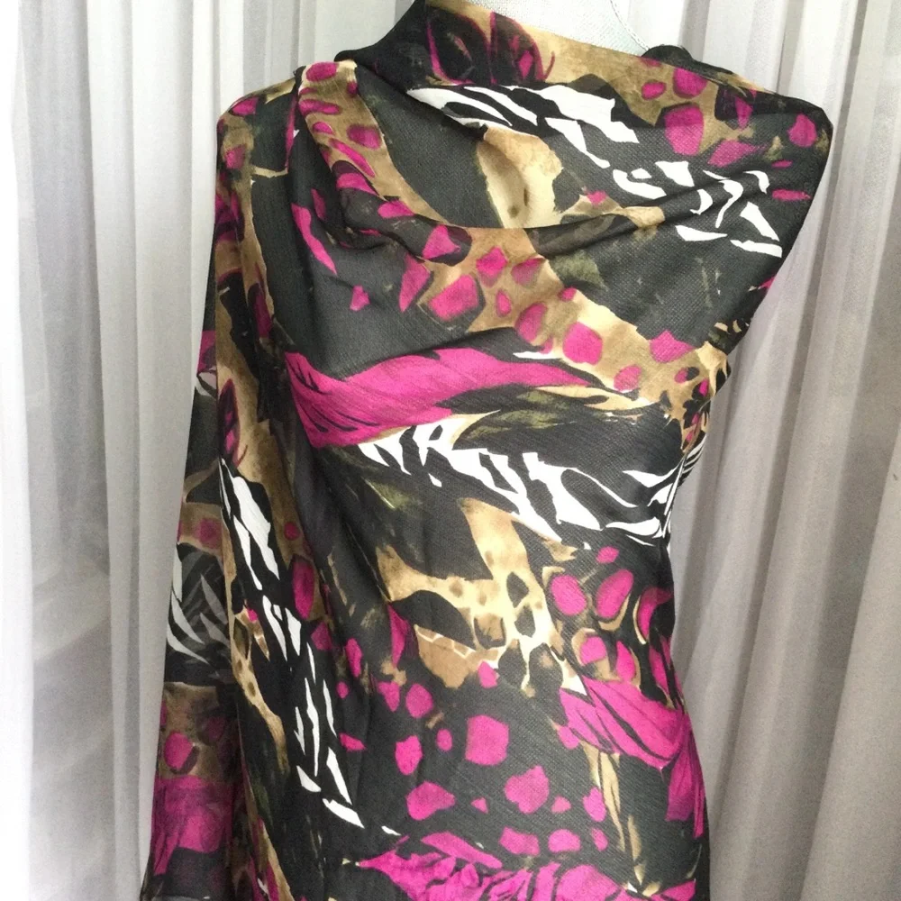 Massimo Fuchsia and Black scarf, coverup sequin large rectangle.